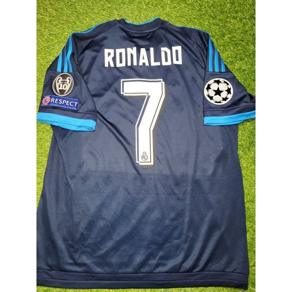 Cristiano Ronaldo Real Madrid 2015 2016 UEFA Third Soccer Jersey Shirt L SKU# S1 - Picture 1 of 9